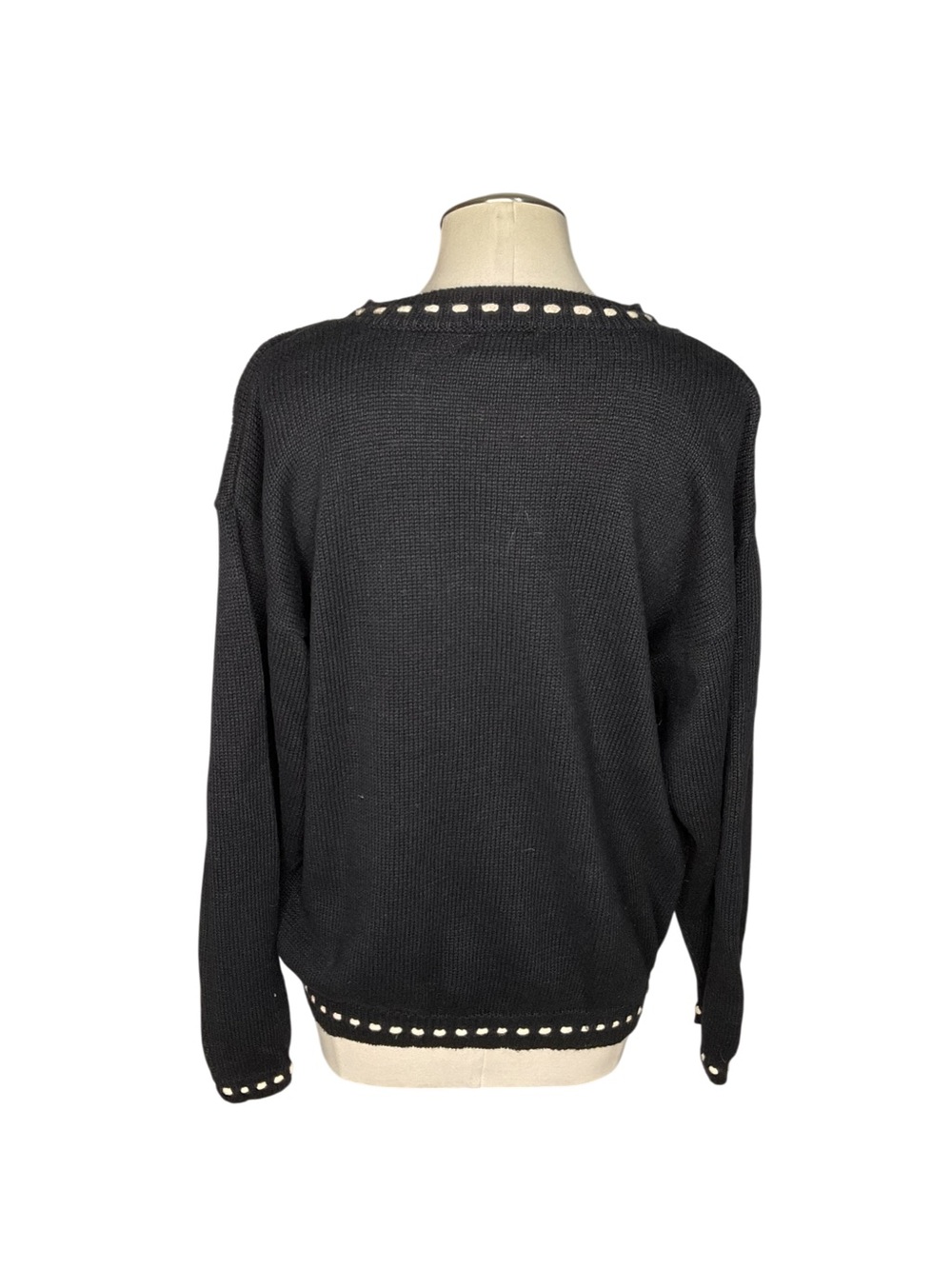 Vintage 80s PBJ Sport Horse Sweater L Black 3D Equestrian Western Ramie Cotton - Picture 3 of 6